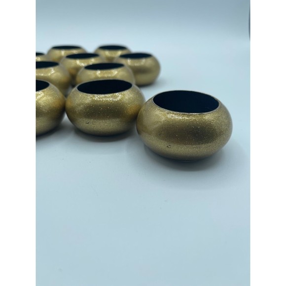 Elegant Gold Glittery Napkin Rings - Polypropylene, Metallic Lacquer - SET OF 11 - Picture 6 of 6